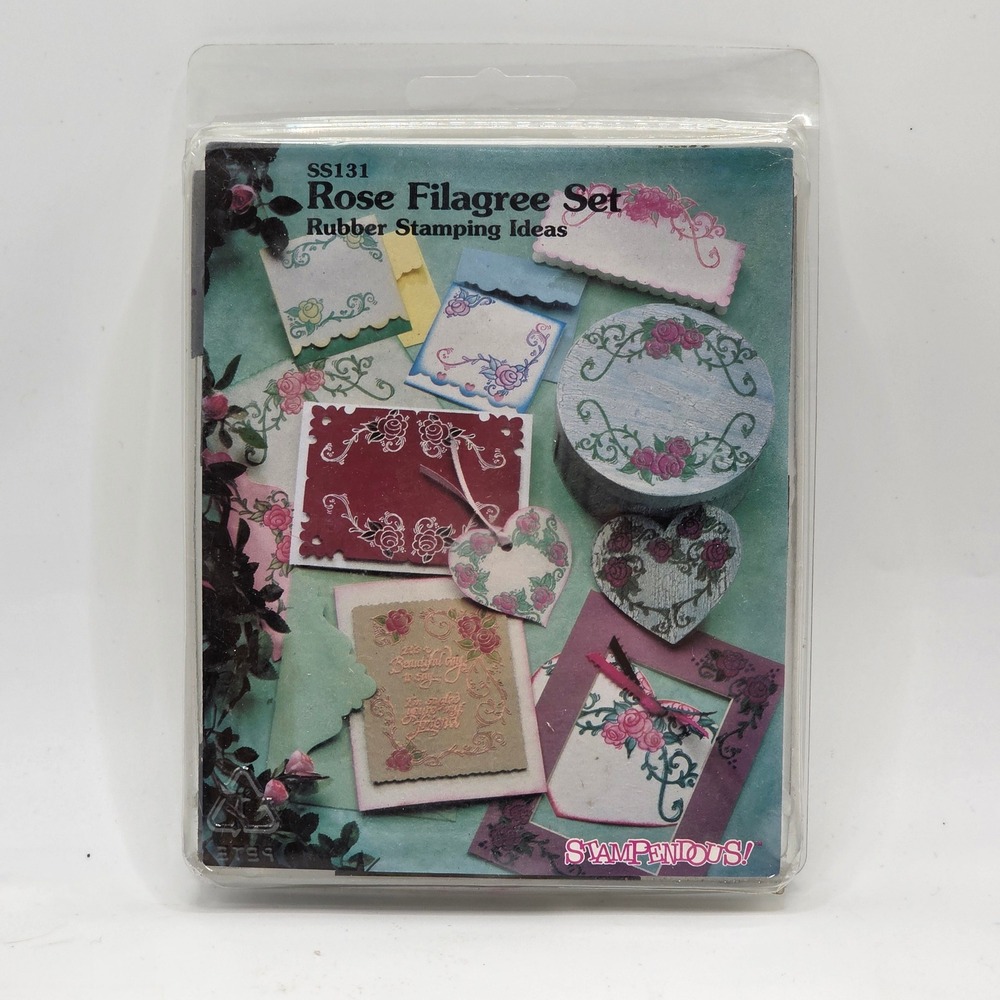 Stampendous Rose Filagree Set SS131 Rubber Stamps Floral Victorian Scroll 1996